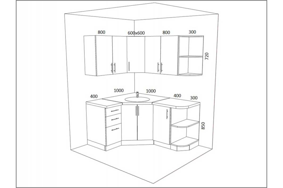Угловой кухонный гарнитур 2000х1400 схема