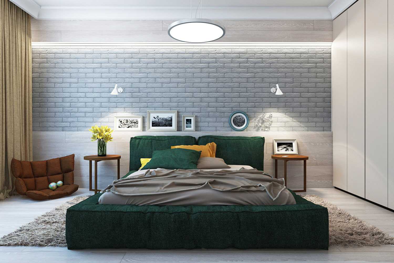 спальня в современном стиле зеленая