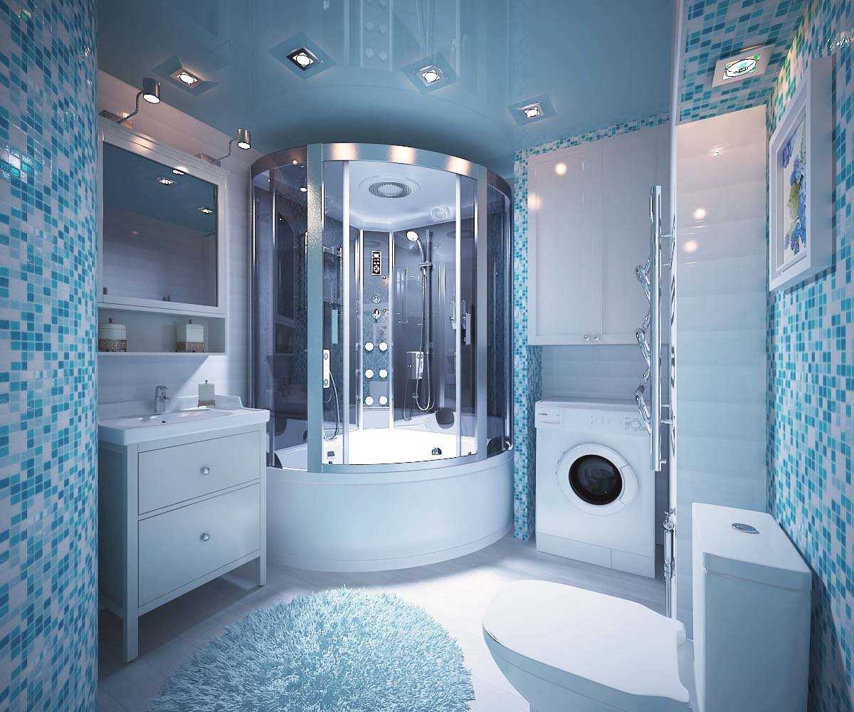 ванная комната с душевой кабиной и угловой ванной
