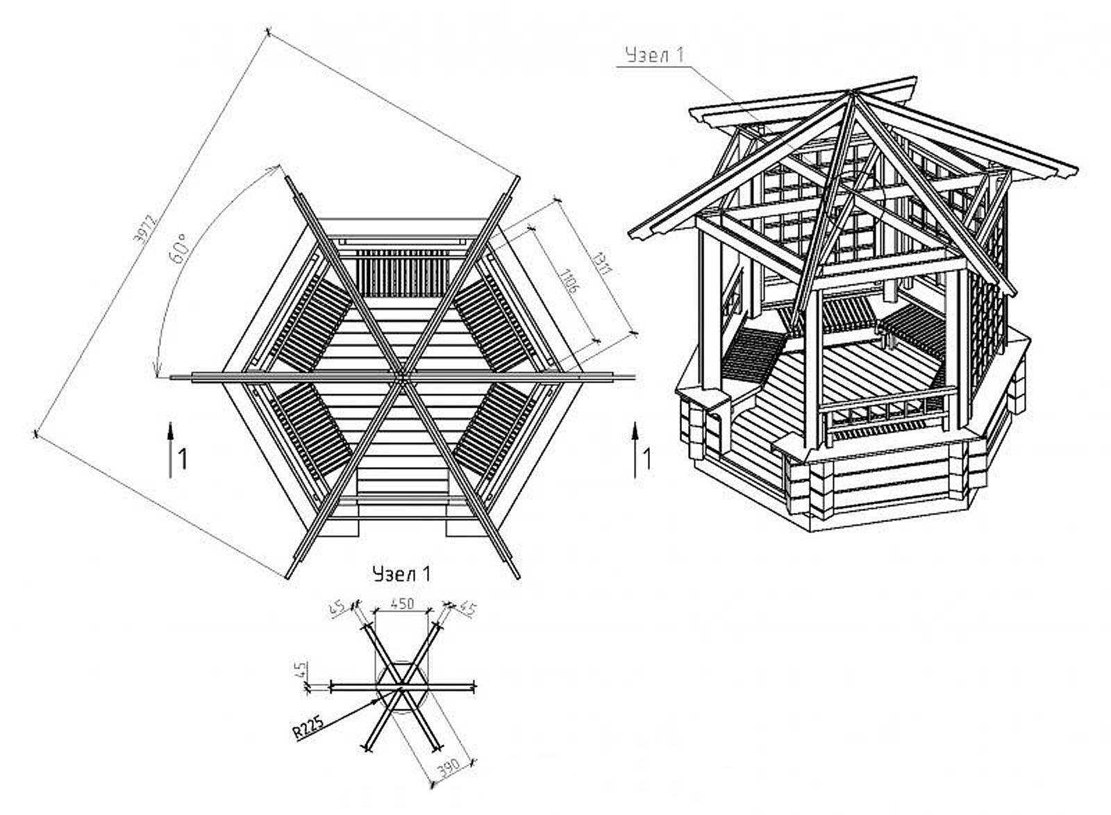Пошагово: шестиугольная беседка из дерева своими руками | o-builder.ru