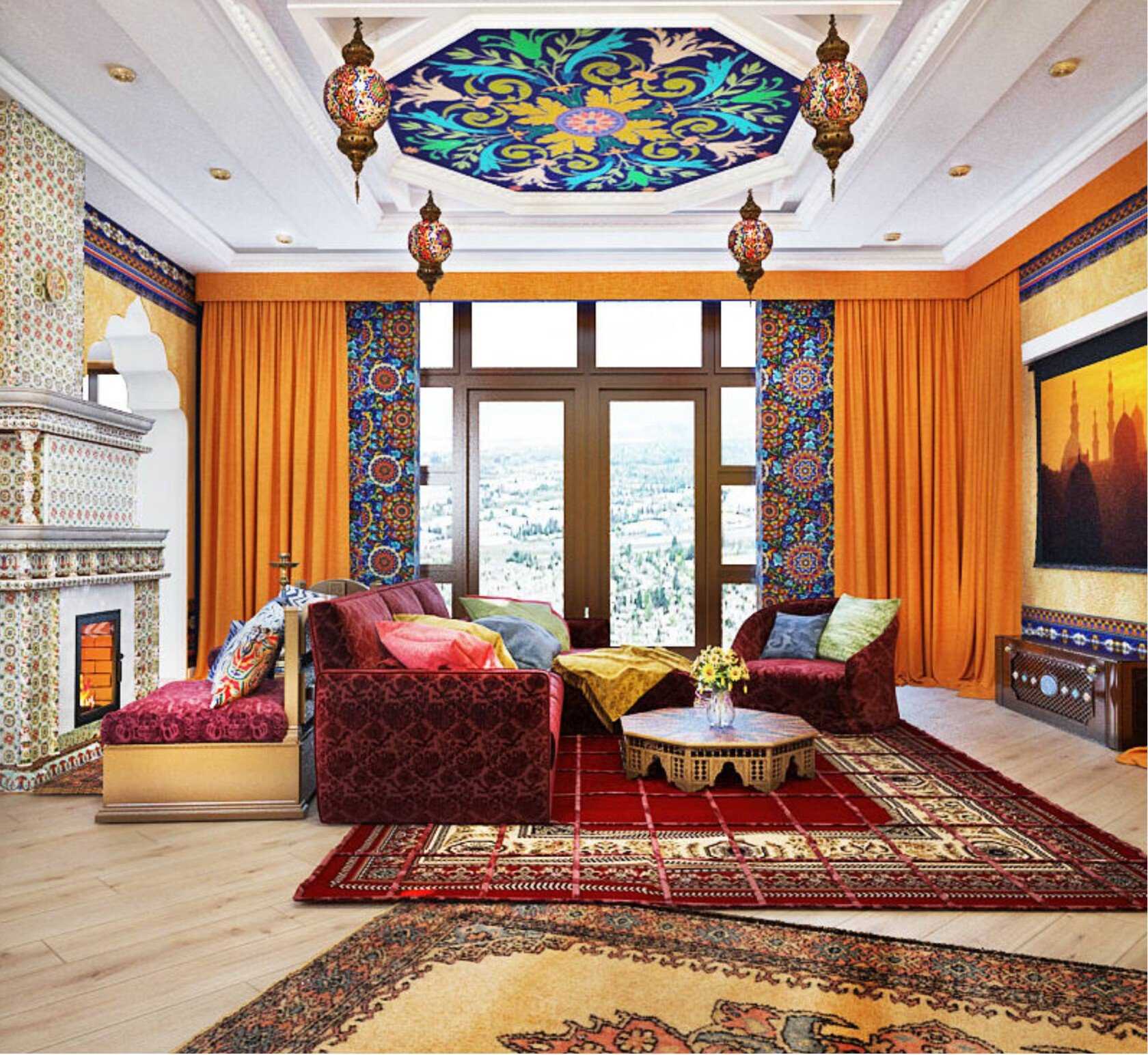 Восточный стиль сочетает в себе натуральные материалы, он насыщен яркой цветовой палитрой Дизайн комнаты, в