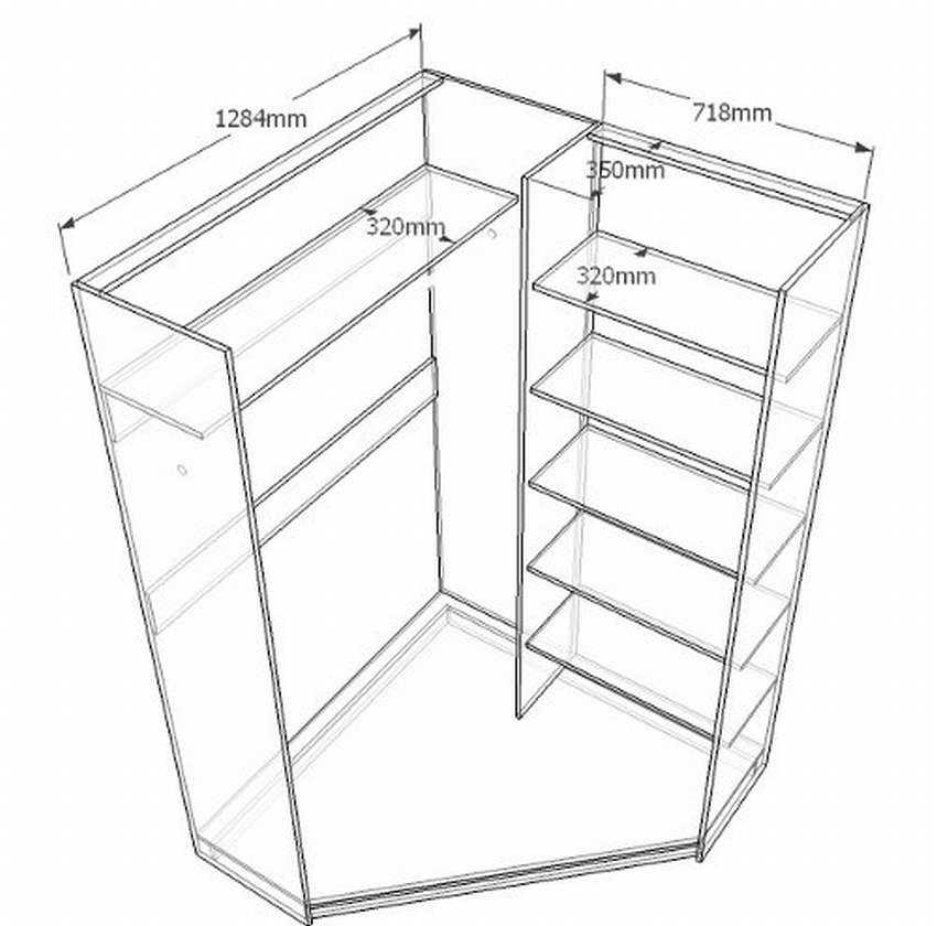 Угловой шкаф: примеры лучших моделей, чертежи и проекты с размерами (135 фото и видео)
