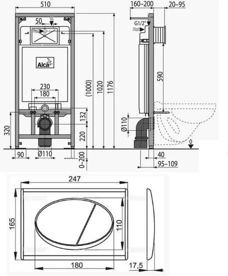 Выбор размеров подвесного и напольного унитаза с инсталляцией: устройство