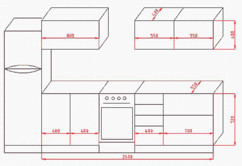 Чертежи кухонных шкафов: расчет размеров, правильное проведение замеров.