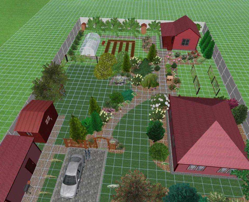 Ландшафтный дизайн загородного дома на 12 соток: фото, примеры и варианты оформления дачного участка прямоугольной формы с гаражом, баней и огородом