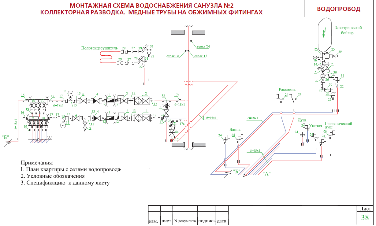 Чертеж водопроводной трубы